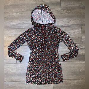 EUC Like New Betabrand Floral Velour Hoodie Tunic w/ Thumbholes